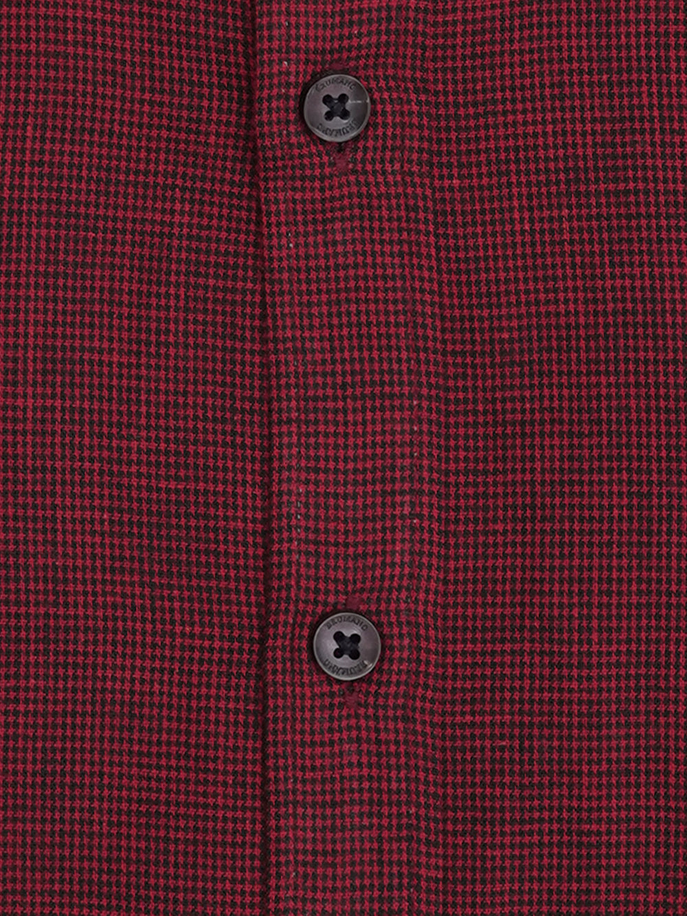 Maroon linen blended houndstooth patterned shirt