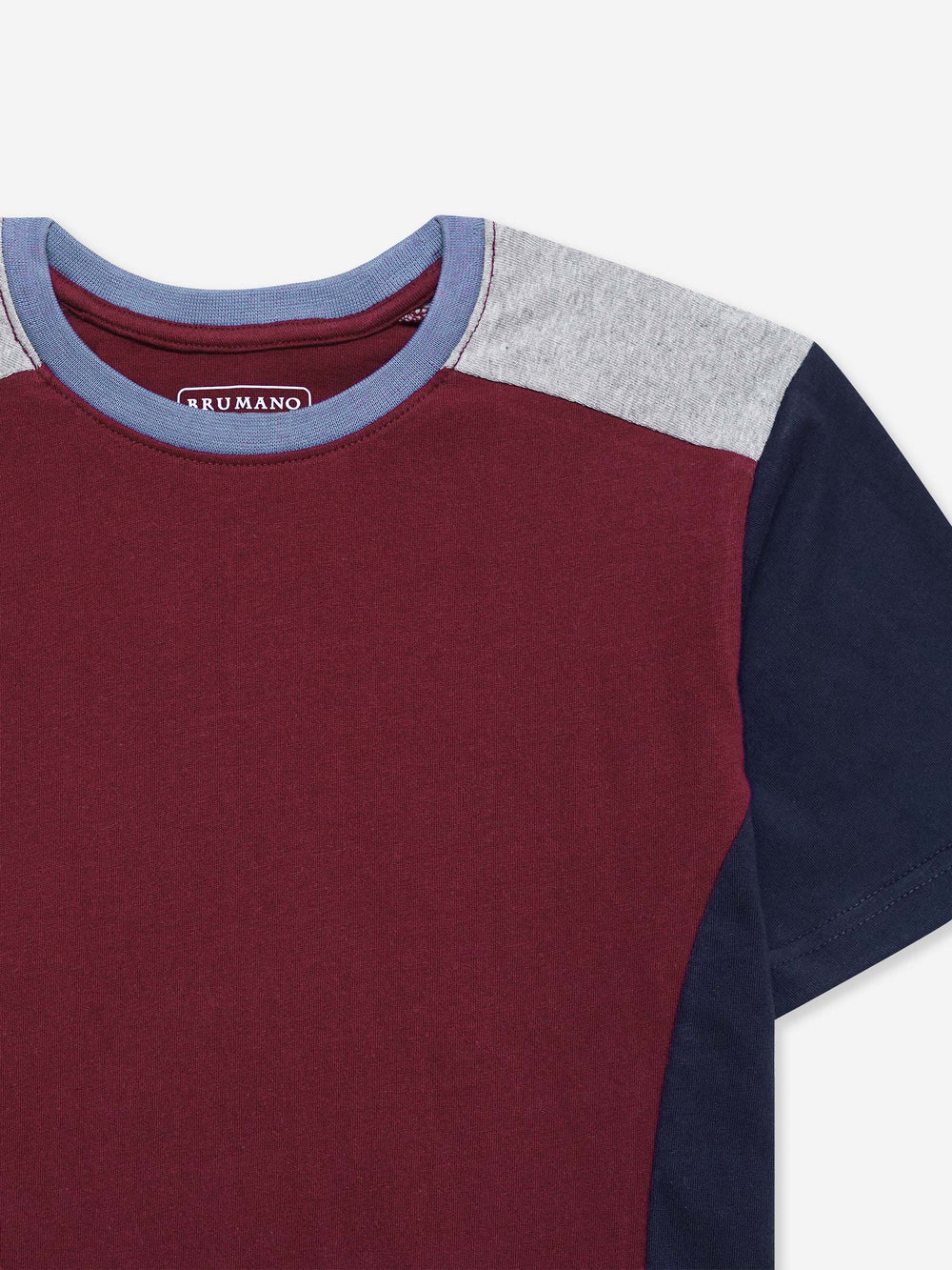 Maroon & Navy Blue T-shirt With Contrasting Rib - Junior