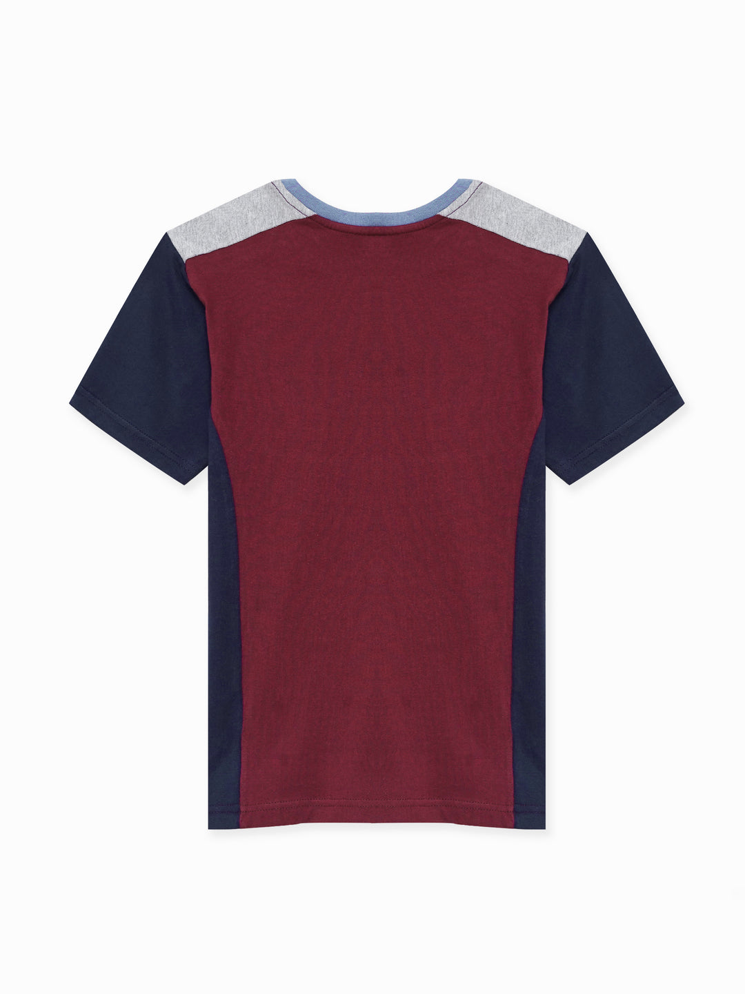 Maroon & Navy Blue T-shirt With Contrasting Rib - Junior