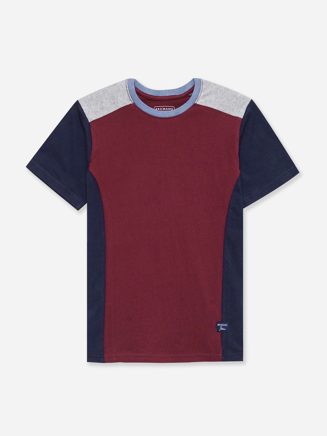 Maroon & Navy Blue T-shirt With Contrasting Rib - Junior