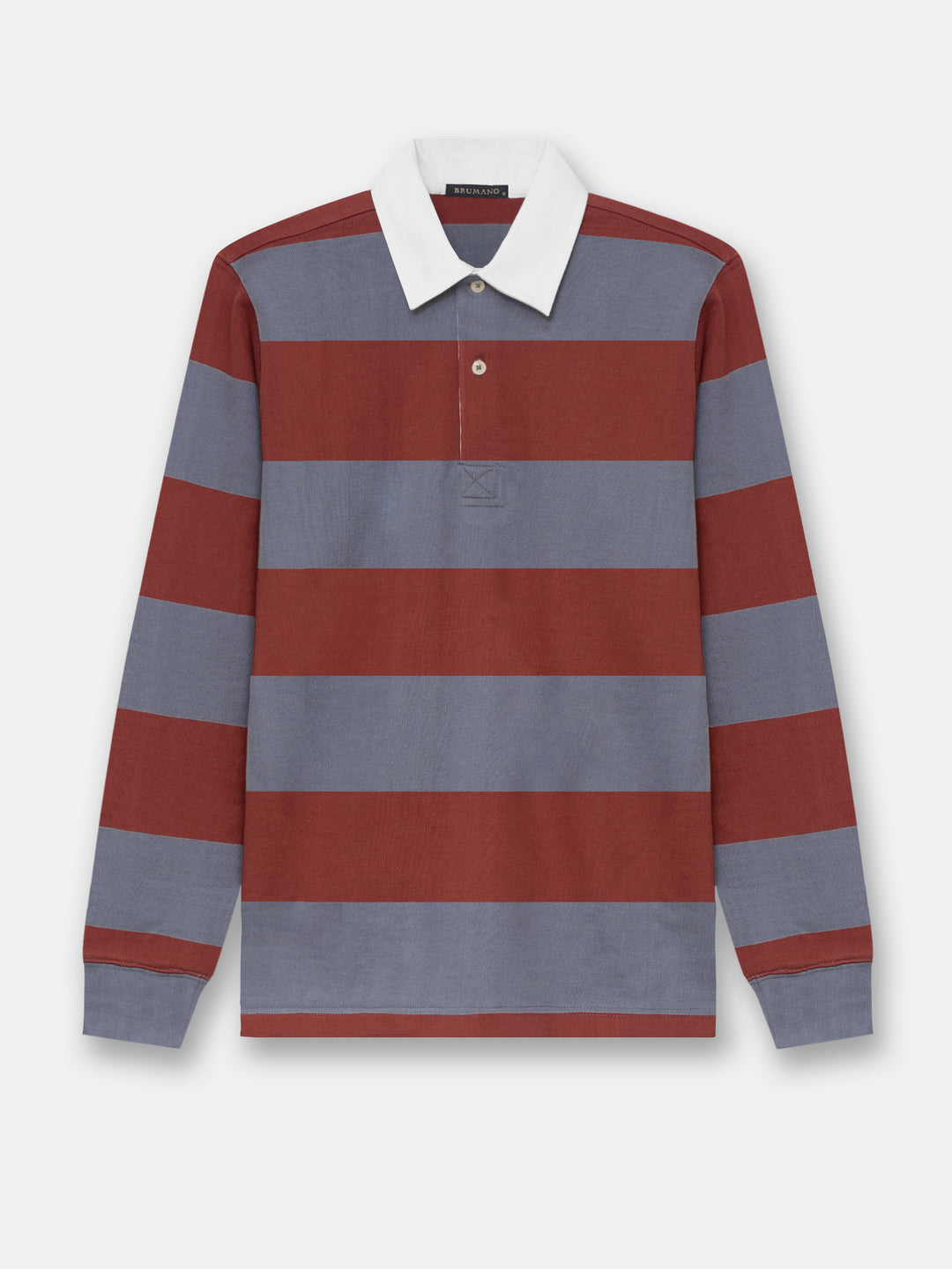 Maroon Striped Full Sleeve Rugby Polo