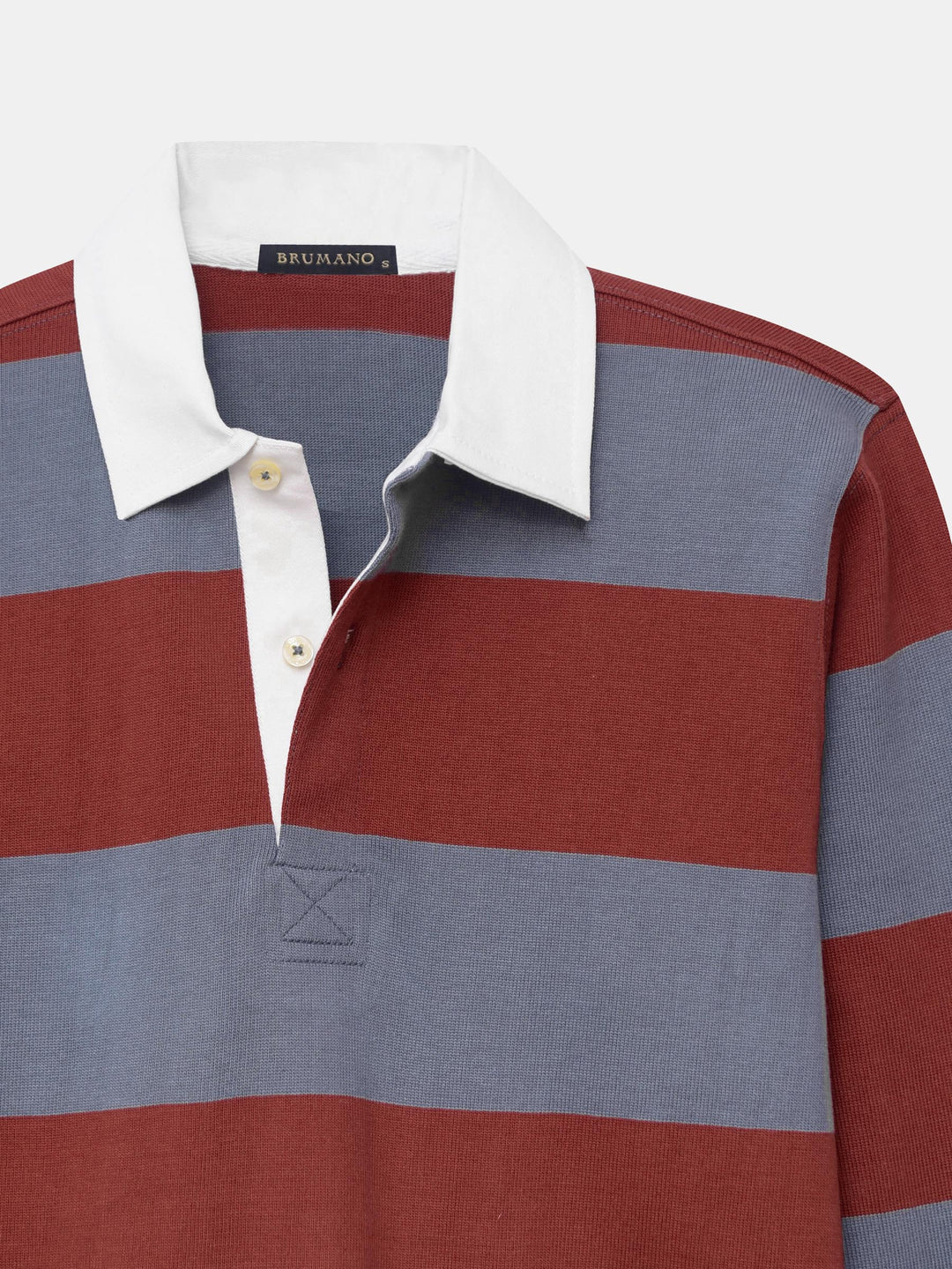 Maroon Striped Full Sleeve Rugby Polo