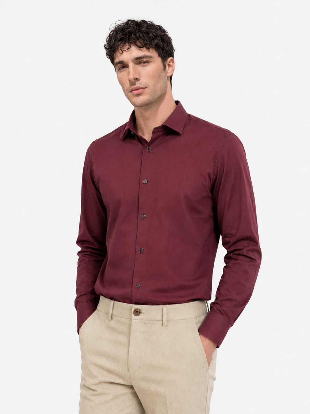 Maroon structured classic formal shirt