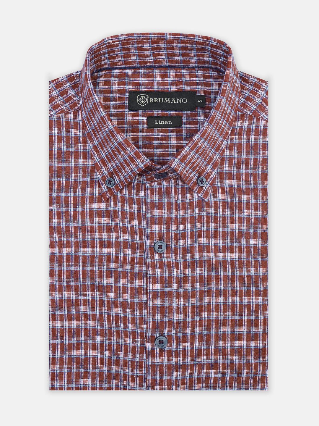 Maroon vintage look linen checkered shirt brumano pakistan