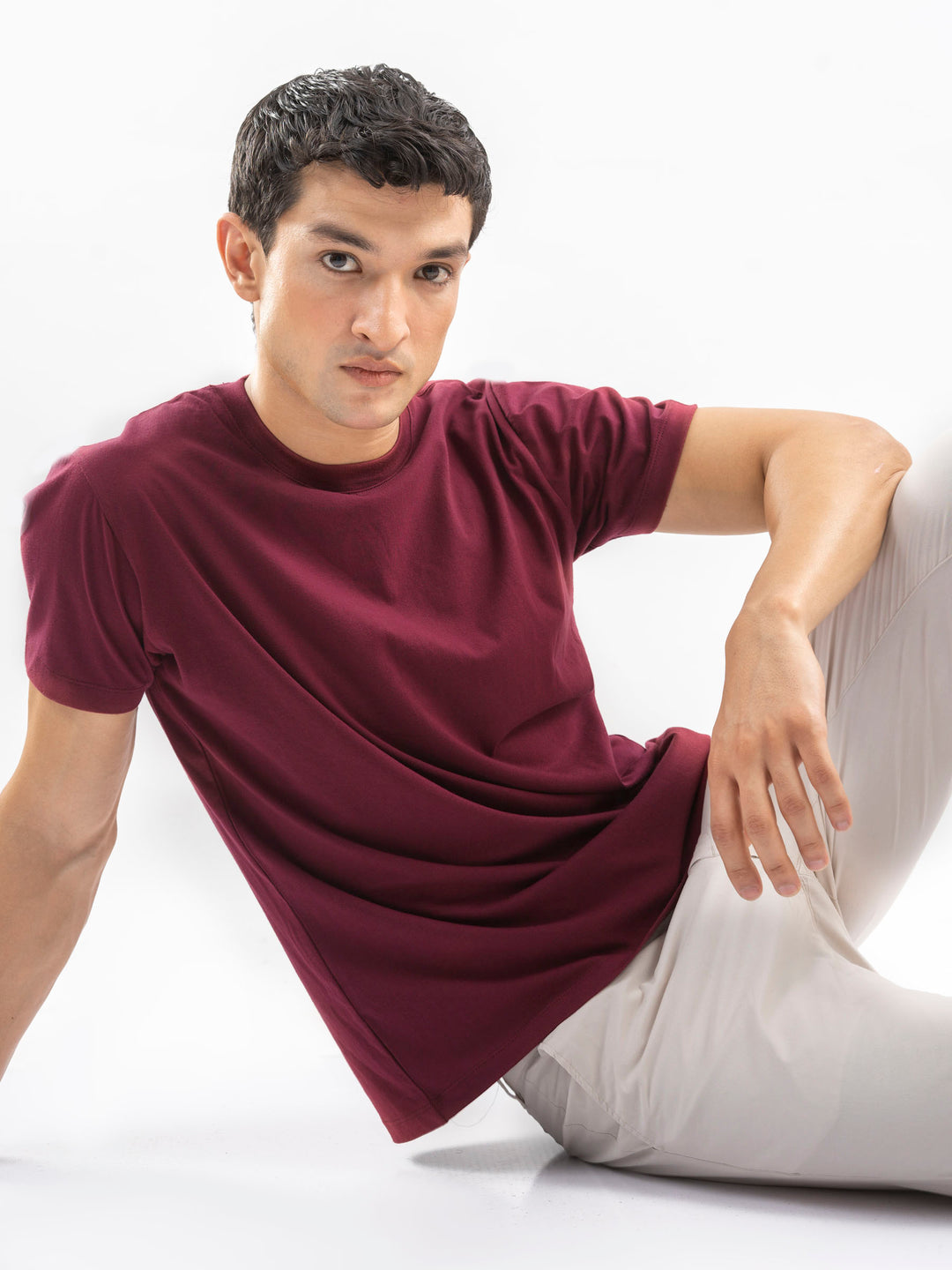 Maroon 100% Cotton Basic Tee
