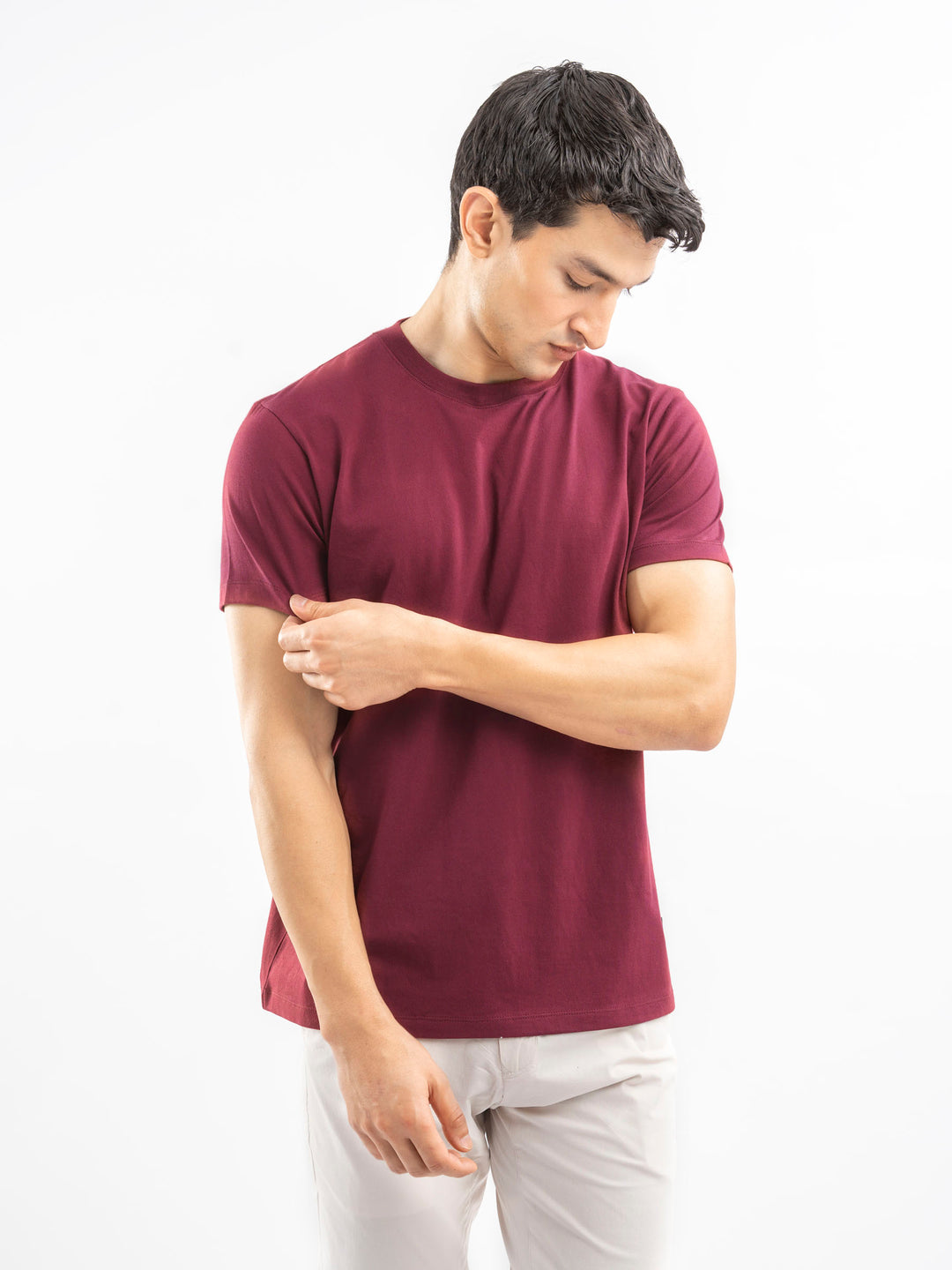 Maroon 100% Cotton Basic Tee