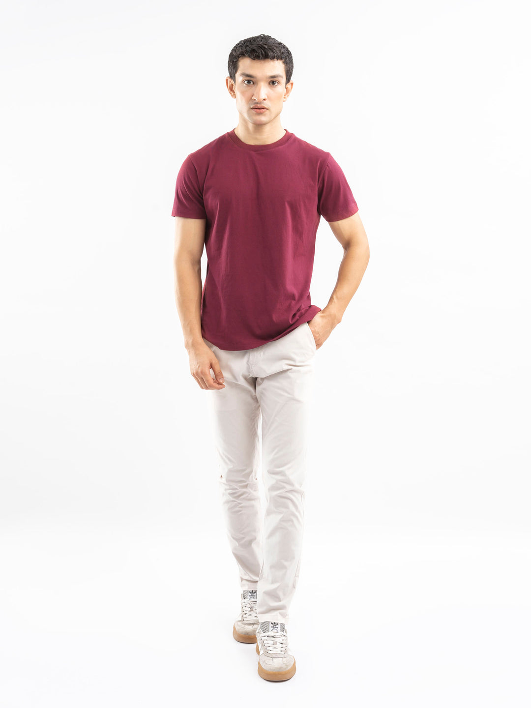 Maroon 100% Cotton Basic Tee
