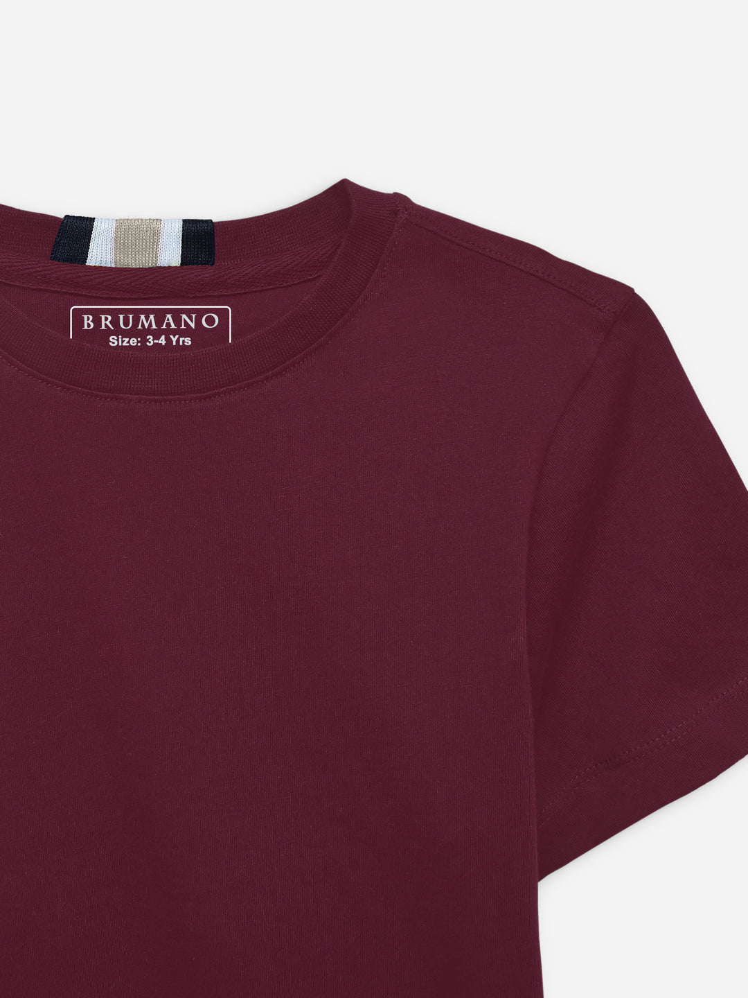 Maroon 100% Cotton Casual Tee With Detailing