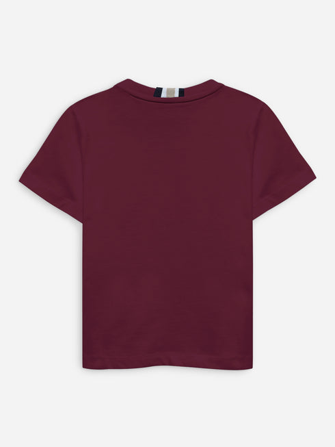 Maroon 100% Cotton Casual Tee With Detailing