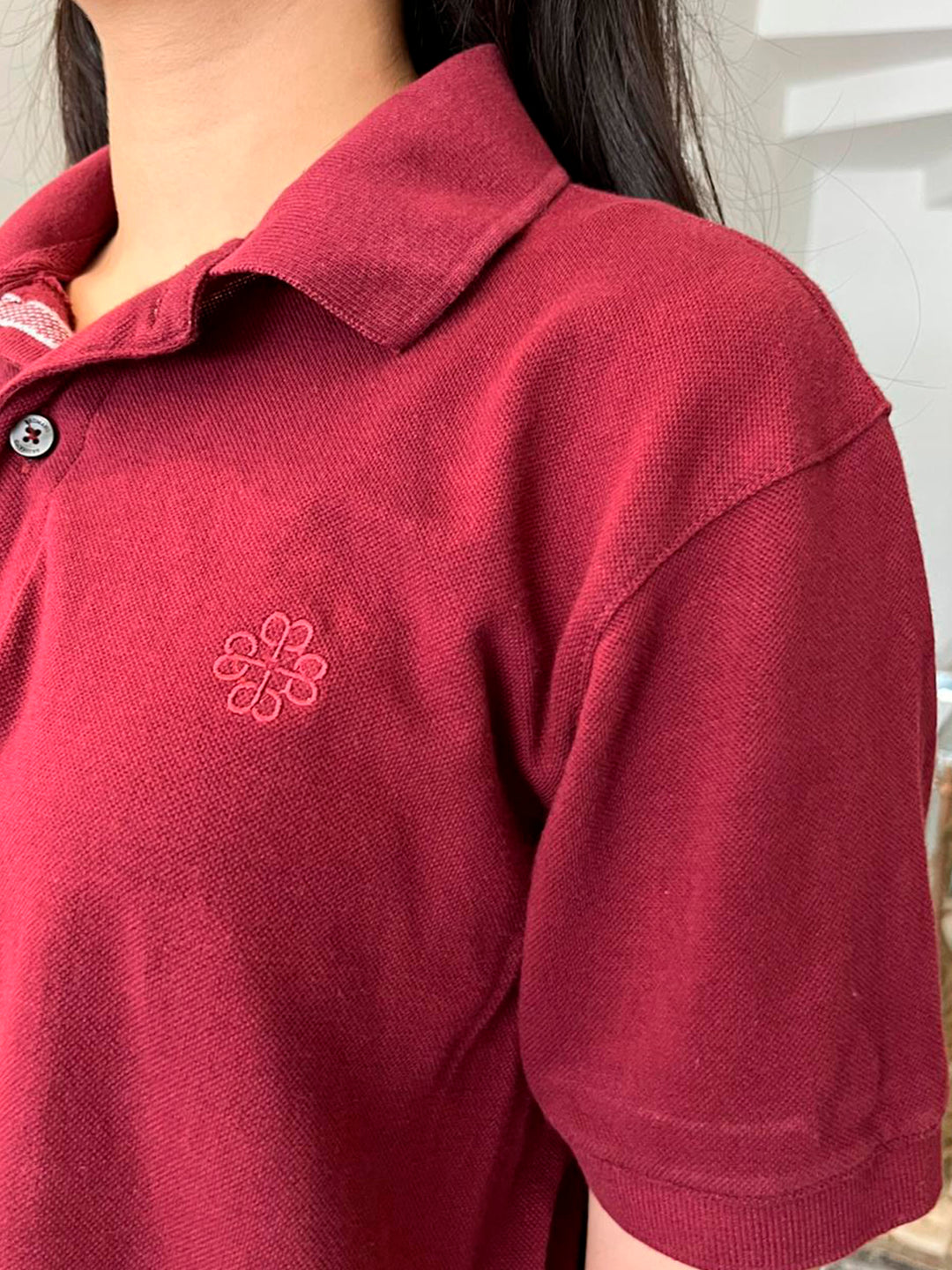 Maroon 100% Cotton Pique Polo - Women