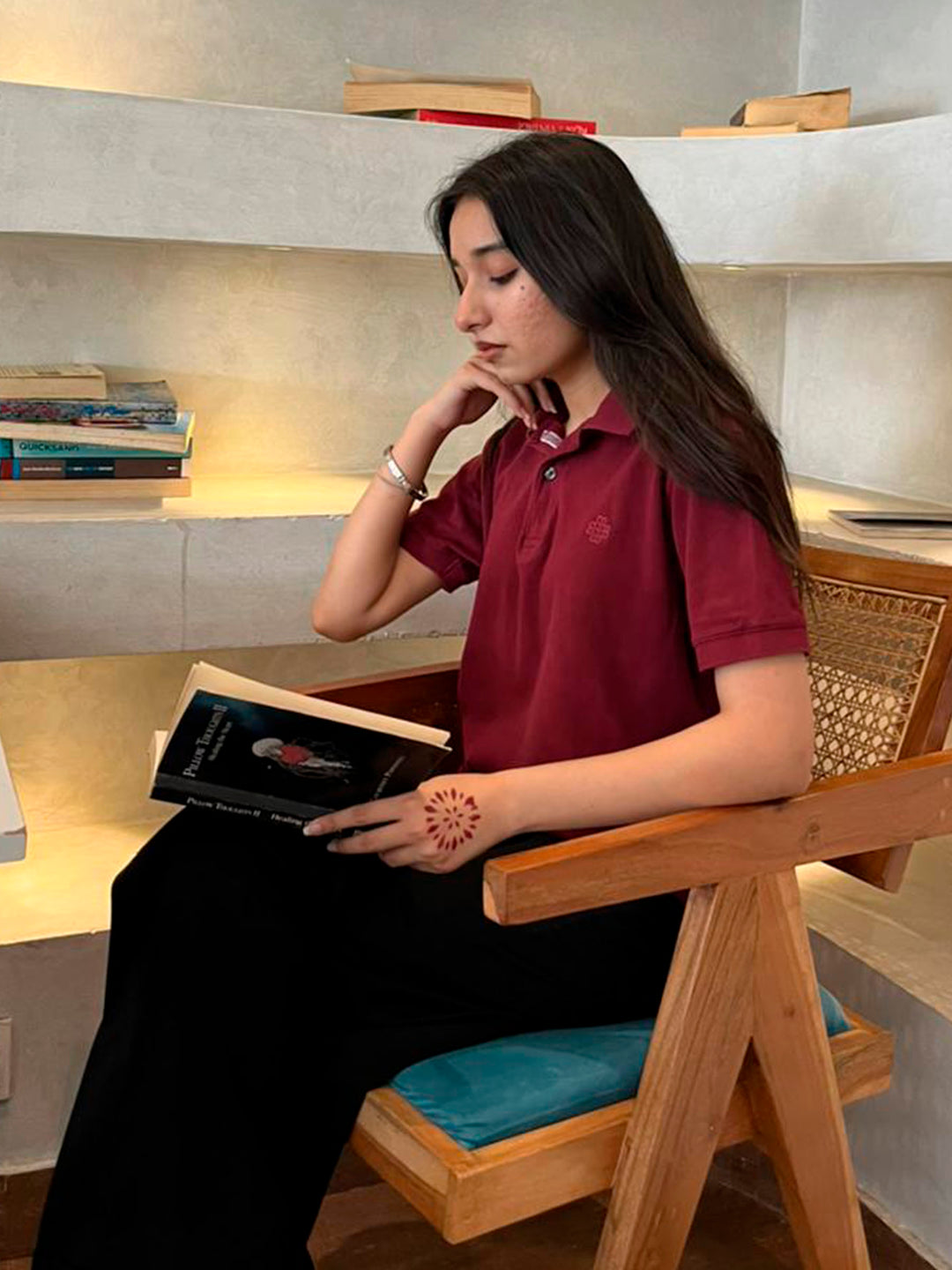 Maroon 100% Cotton Pique Polo - Women