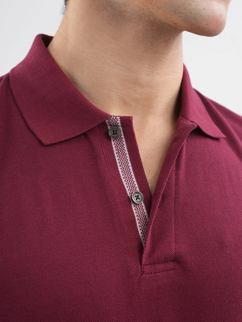 Maroon 100% Cotton Pique Polo