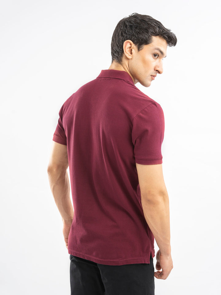 Maroon 100% Cotton Pique Polo