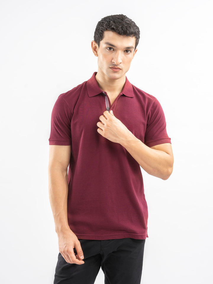 Maroon 100% Cotton Pique Polo