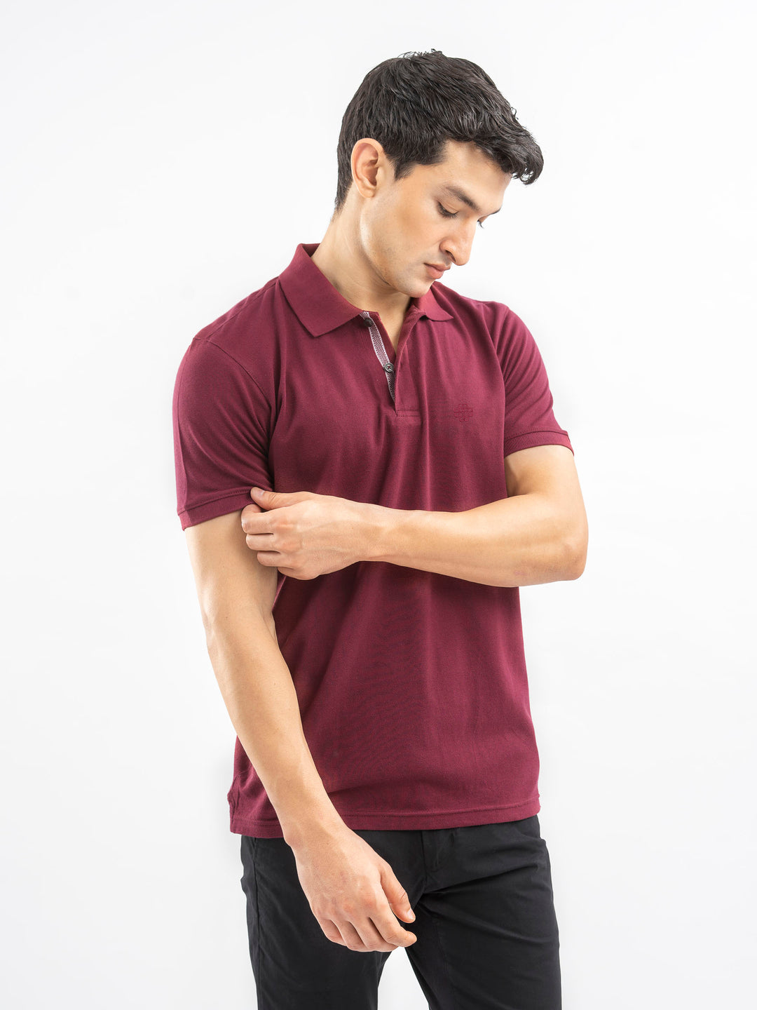 Maroon 100% Cotton Pique Polo