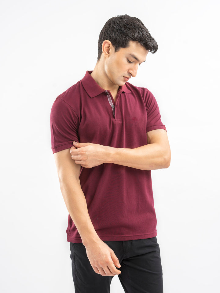 Maroon 100% Cotton Pique Polo