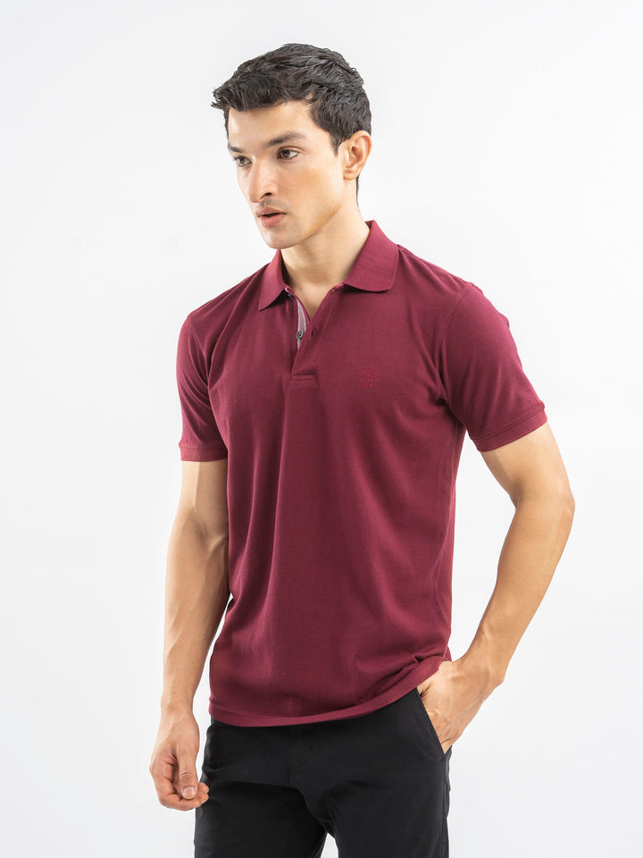 Maroon 100% Cotton Pique Polo