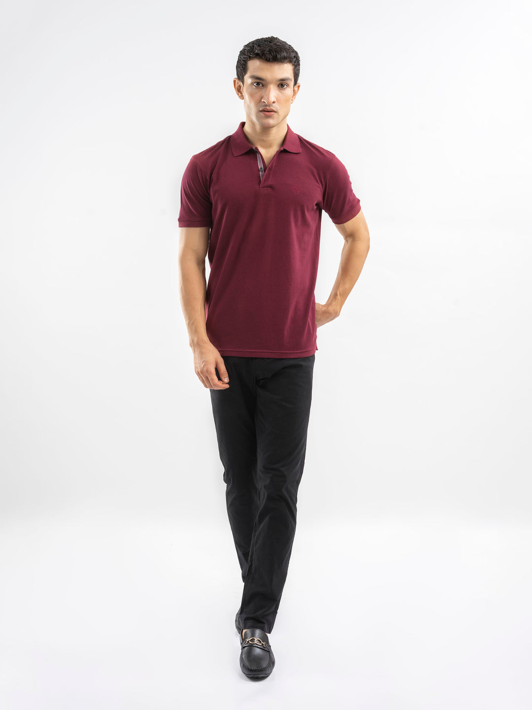 Maroon 100% Cotton Pique Polo
