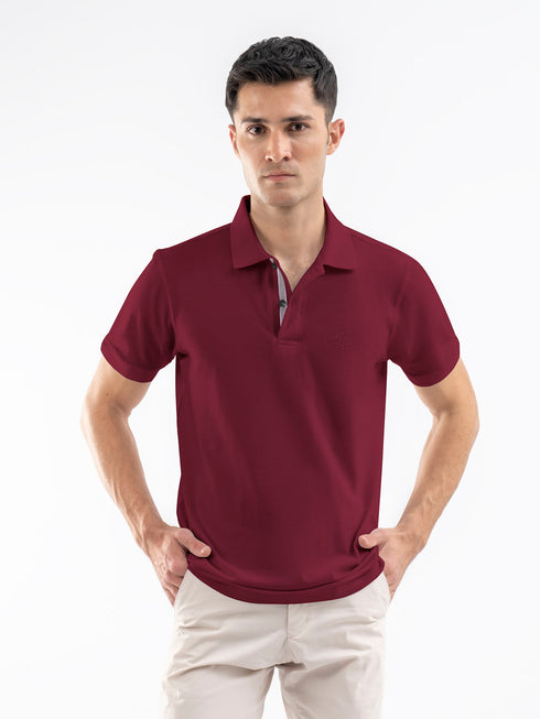 Maroon 100% Cotton Pique Polo