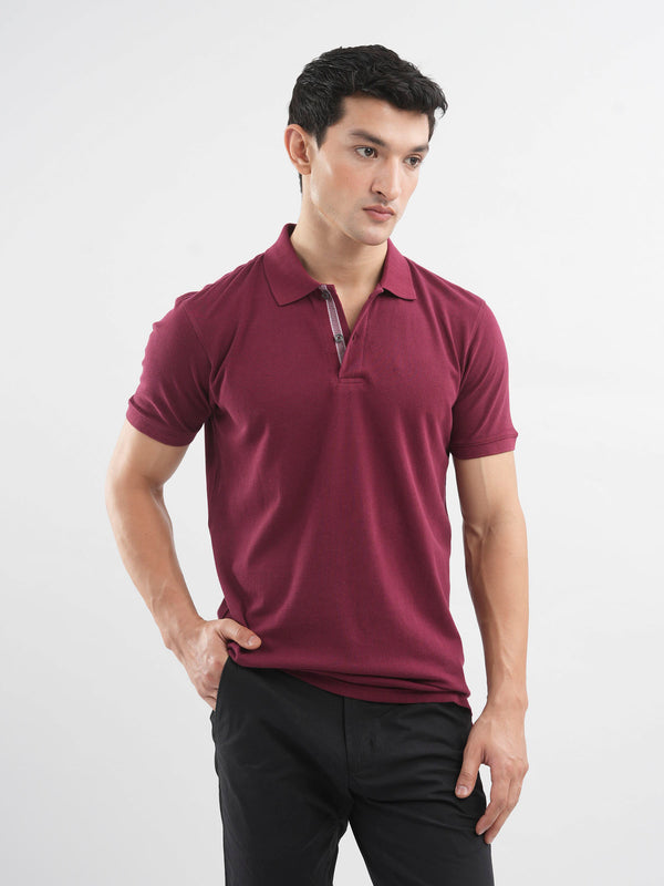 Maroon 100% Cotton Pique Polo