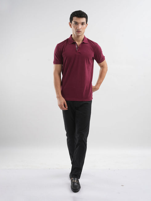 Maroon 100% Cotton Pique Polo