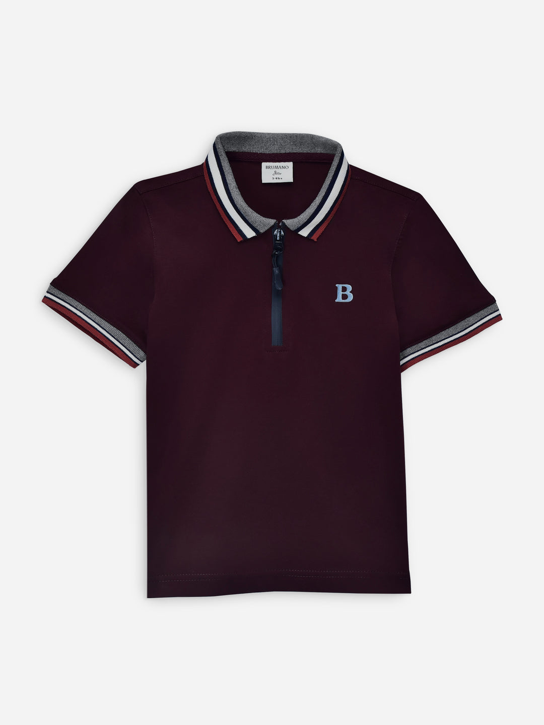 Maroon interlock zipper polo with contrasting collar brumano pakistan