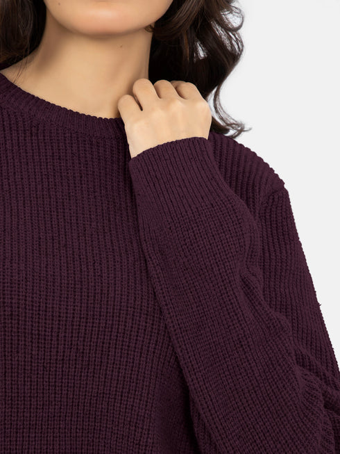 Maroon Knitted Jumper - Women