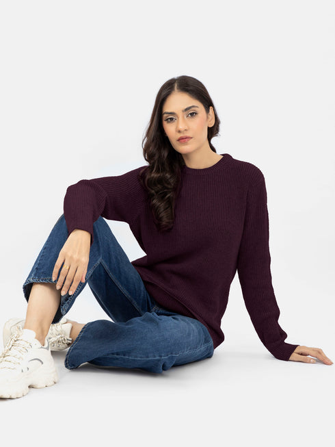 Maroon Knitted Jumper - Women