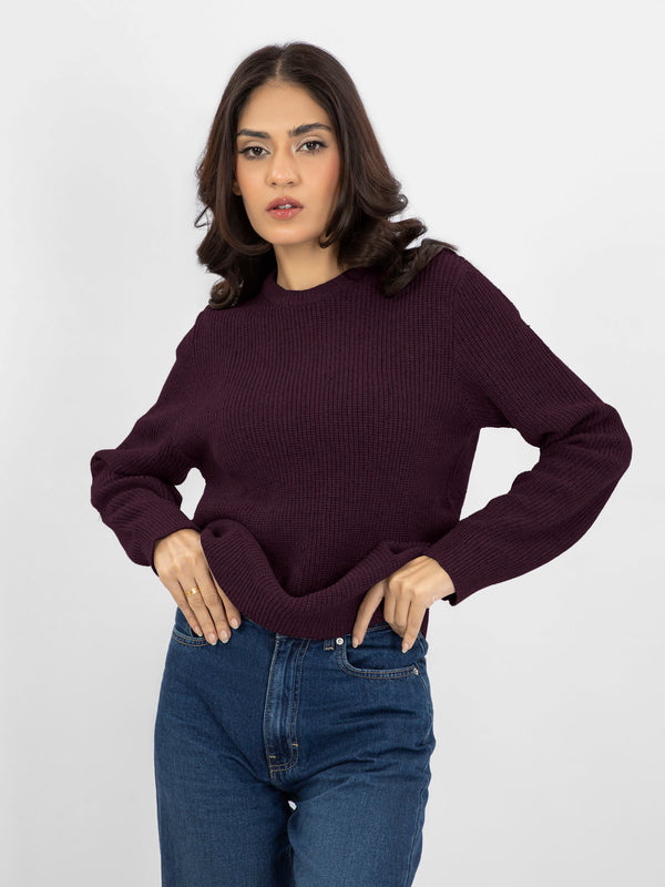 Maroon Knitted Jumper - Women