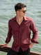 Maroon Linen Blended Shirt