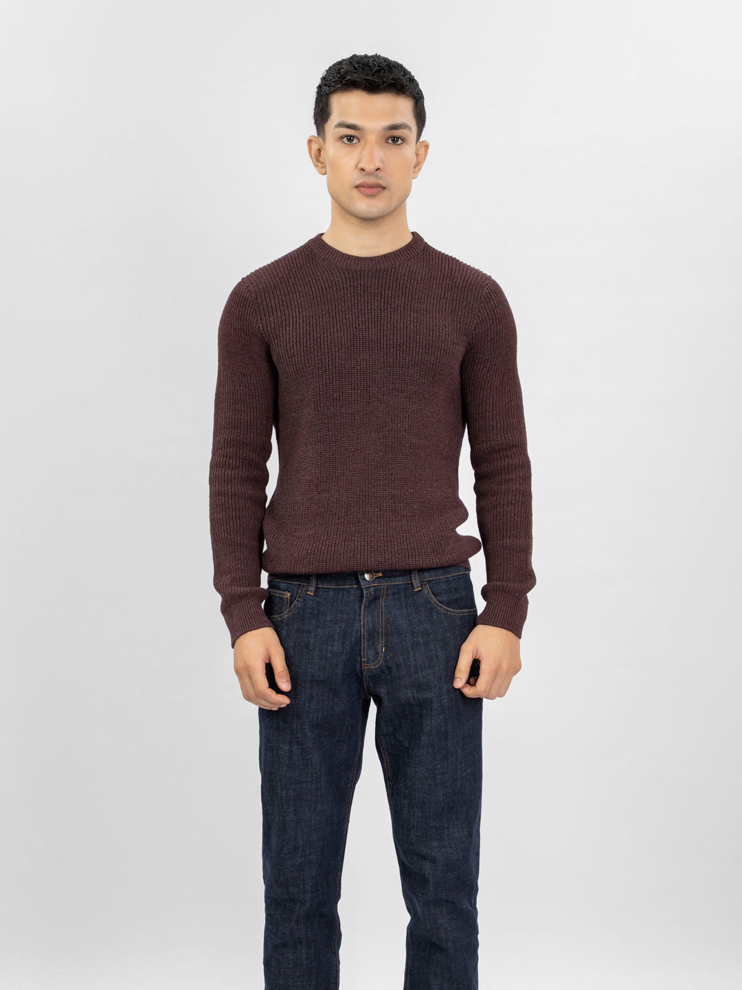 Maroon Melange Knitted Jumper