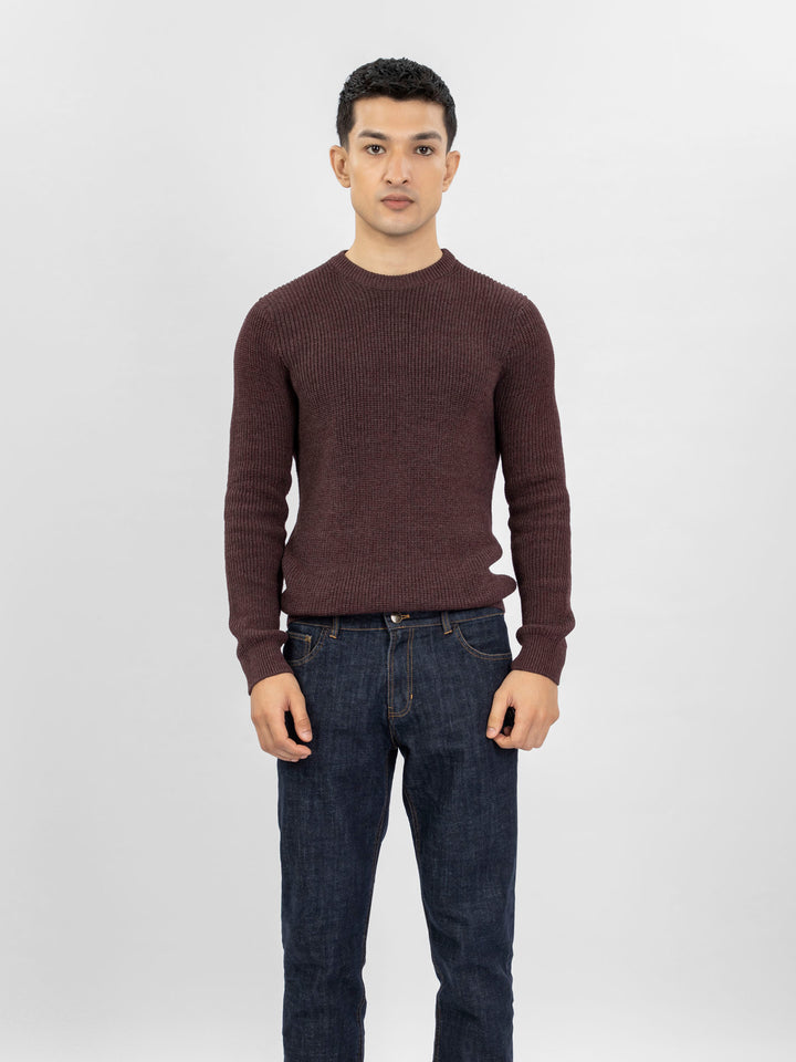 Maroon Melange Knitted Jumper