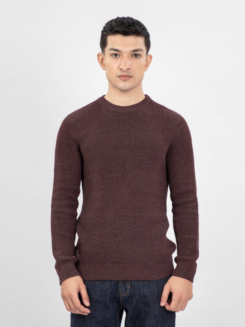 Maroon Melange Knitted Jumper