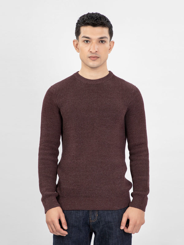 Maroon Melange Knitted Jumper