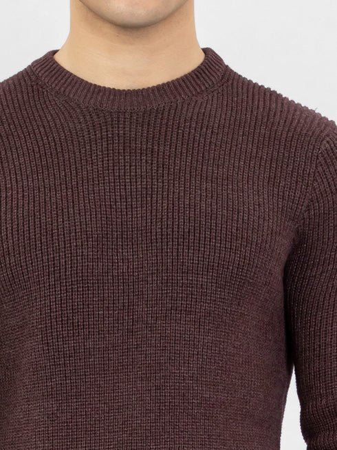 Maroon Melange Knitted Jumper