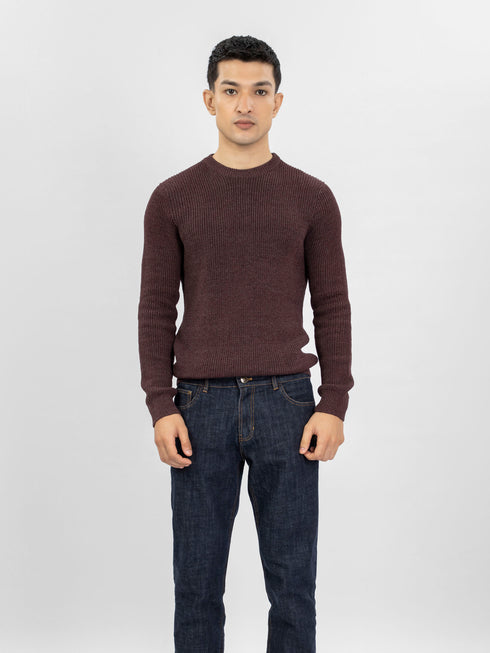 Maroon Melange Knitted Jumper