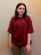 Maroon Oversized T-Shirt With Minimalist 'Relax' Embroidery - Women