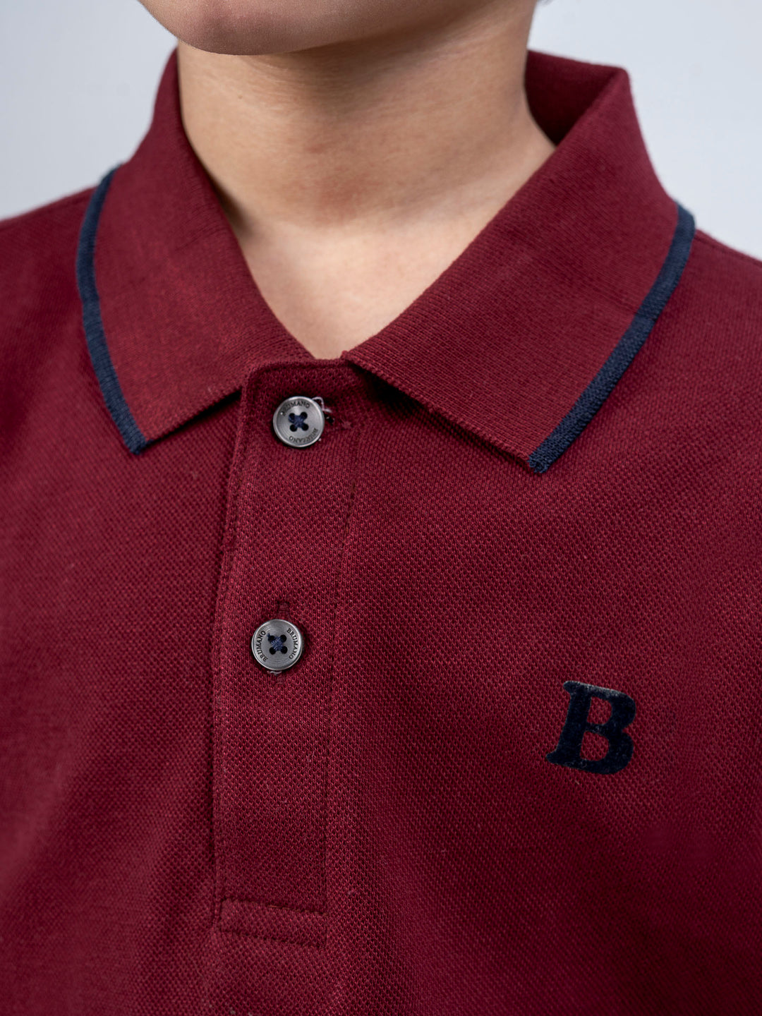 Maroon Polo With Tipping Collar