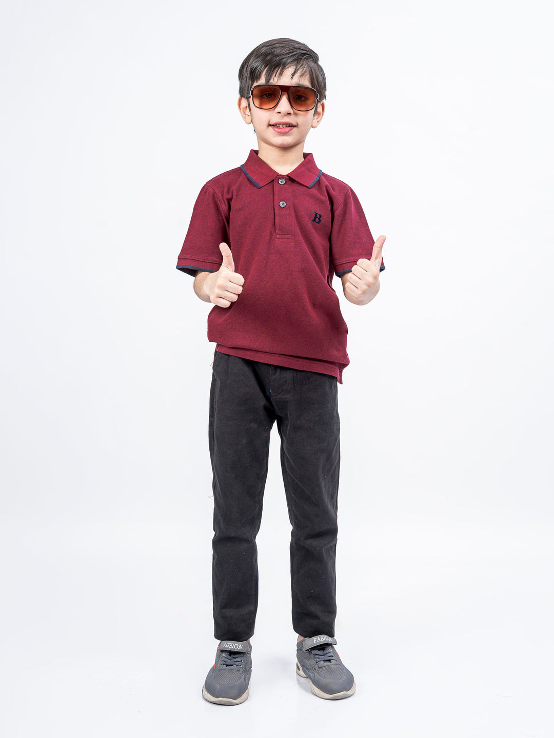 Maroon Polo With Tipping Collar