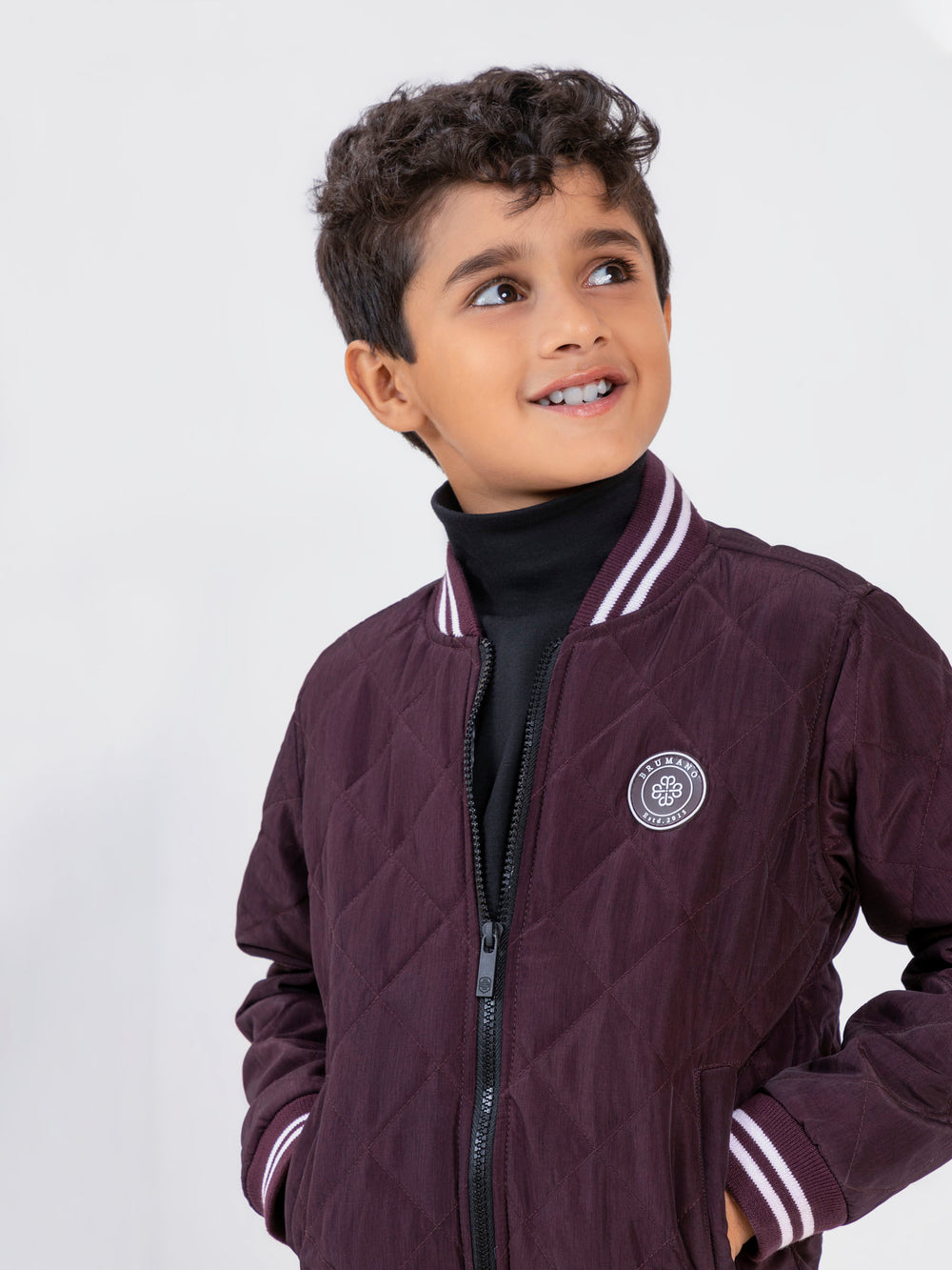 Maroon quilted sporty casual baseball jacket brumano pakistan