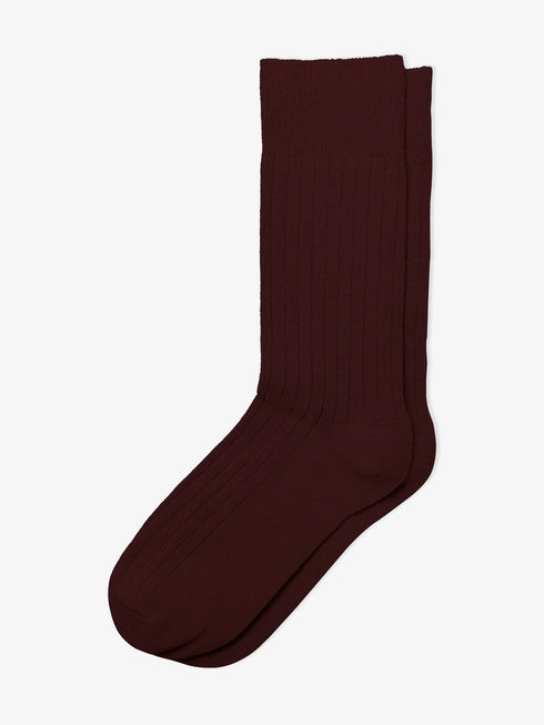 Maroon Ribbed Cotton Socks