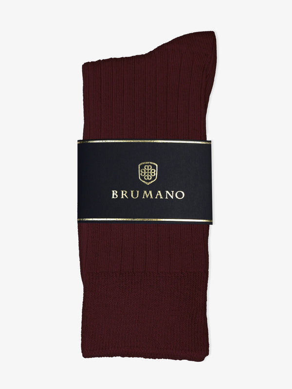 Maroon Ribbed Cotton Socks