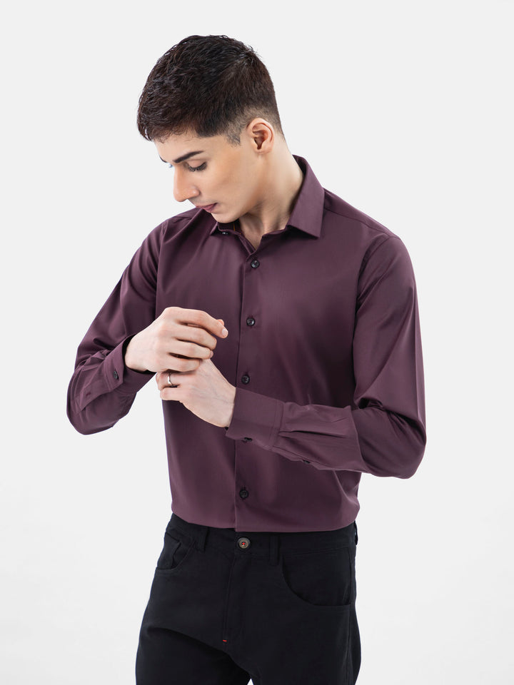 Maroon Satin Classic Formal Shirt Brumano Pakistan