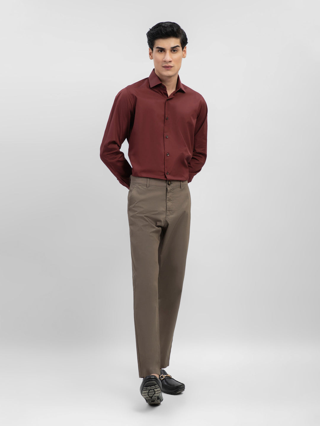 Maroon Satin Formal Shirt Brumano Pakistan