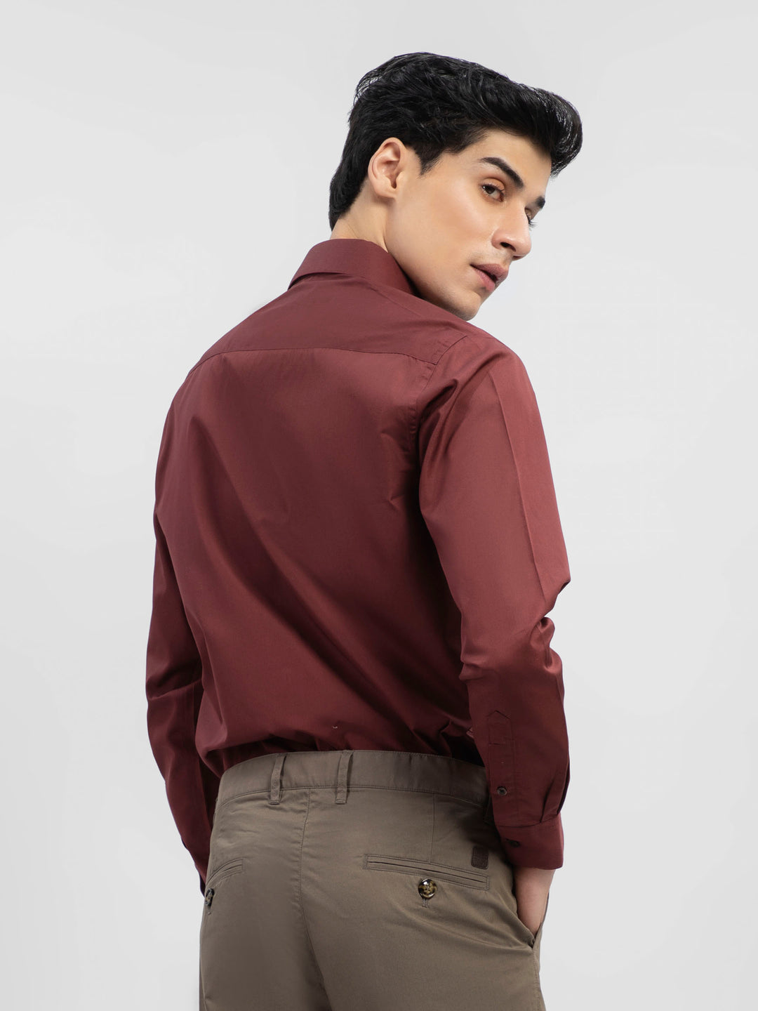 Maroon Satin Formal Shirt Brumano Pakistan