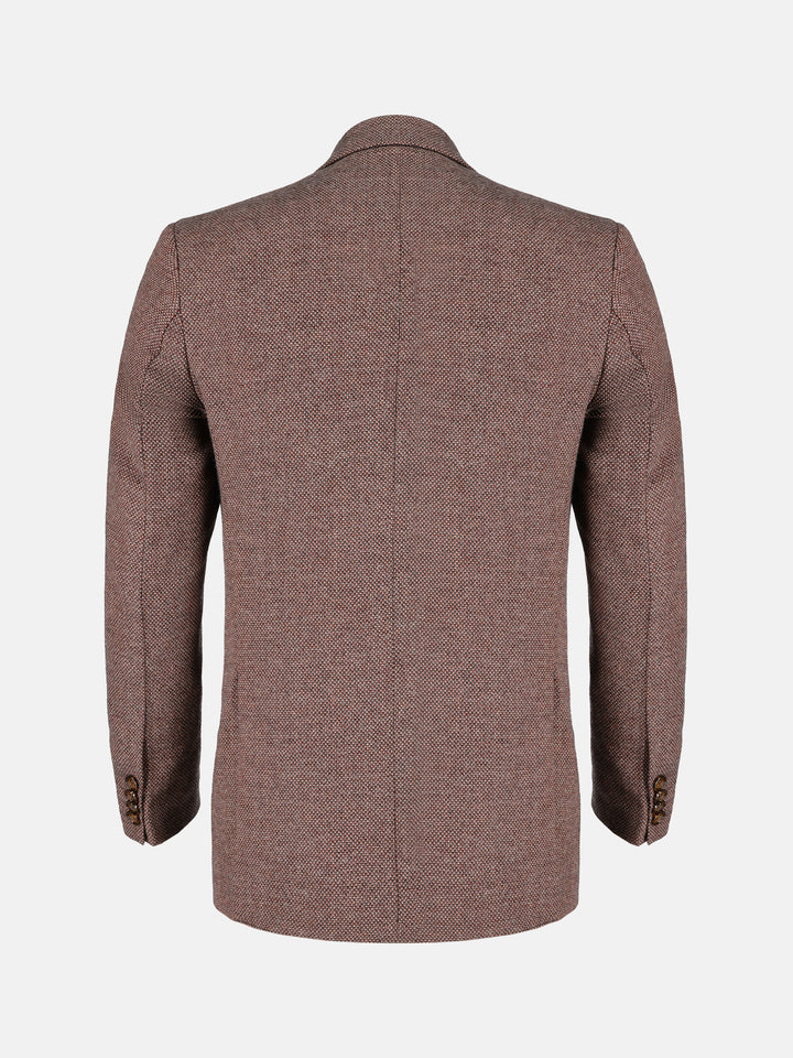 Maroon & Mustard Dobby Structured Wool & Cashmere Blazer - Sartoria Brumano Pakistan