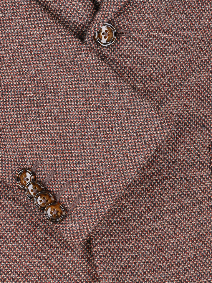 Maroon & Mustard Dobby Structured Wool & Cashmere Blazer - Sartoria Brumano Pakistan