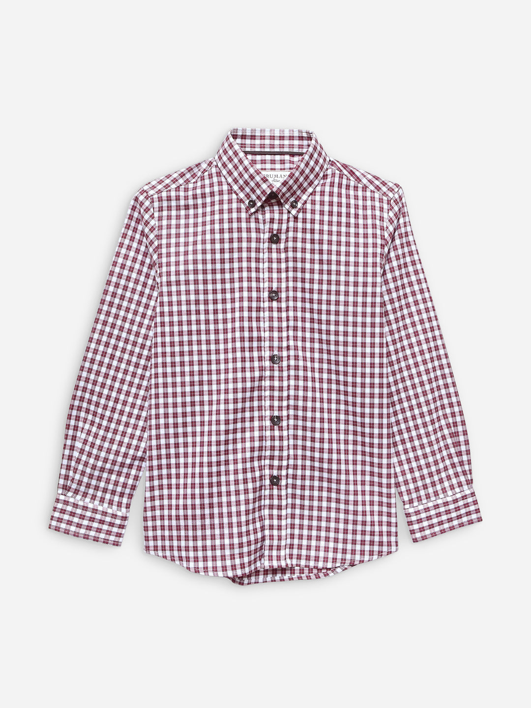 Maroon & White Checkered Casual Shirt
