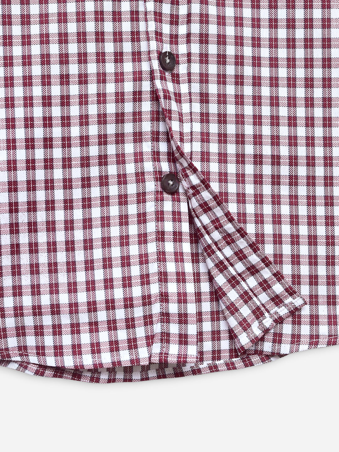 Maroon & White Checkered Casual Shirt