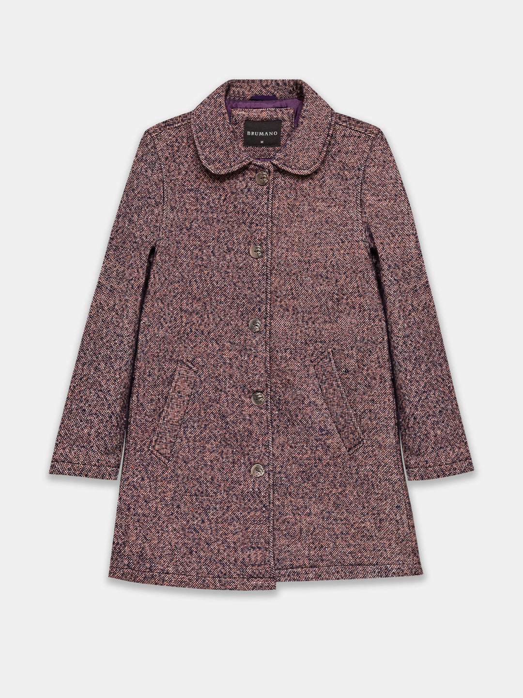 Mauve Taupe Wool Structured Long Coat - Women